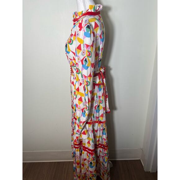 Celia Multicolor Long Sleeve Maxi Dress Sz S - Picture 2 of 4